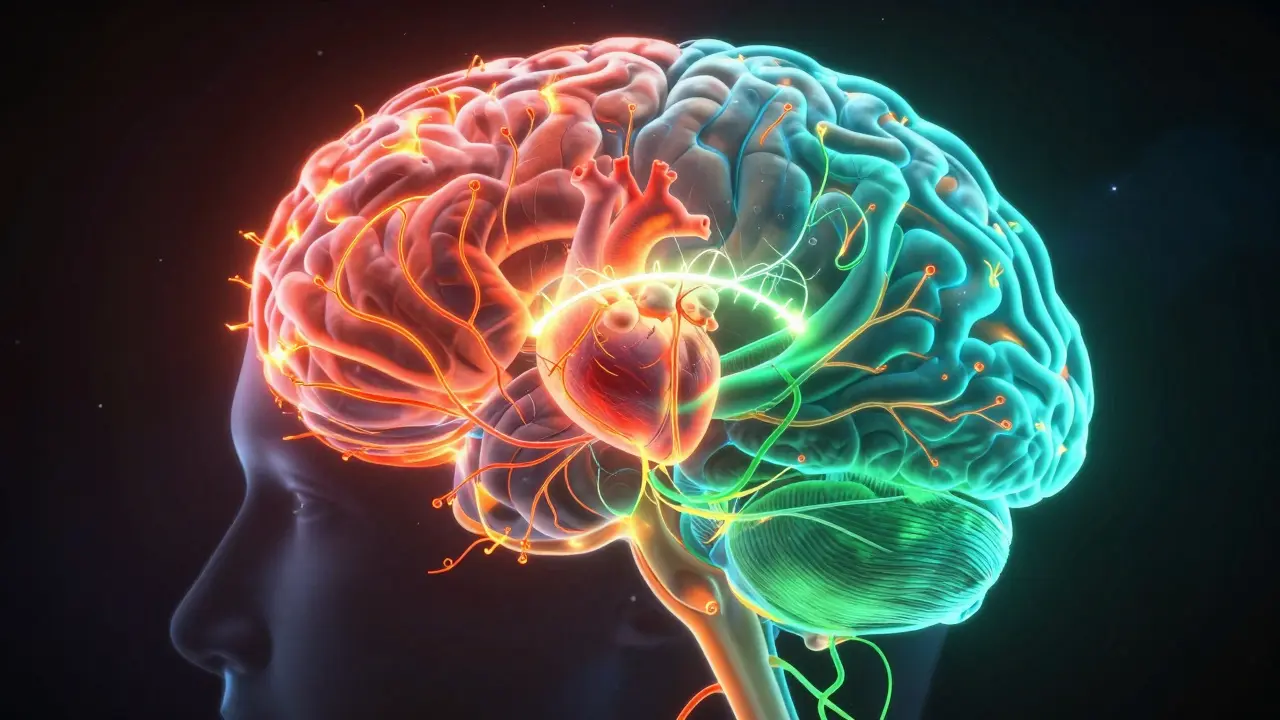 Konceptuální zobrazení přechodu ze stresového do regeneračního stavu nervového systému