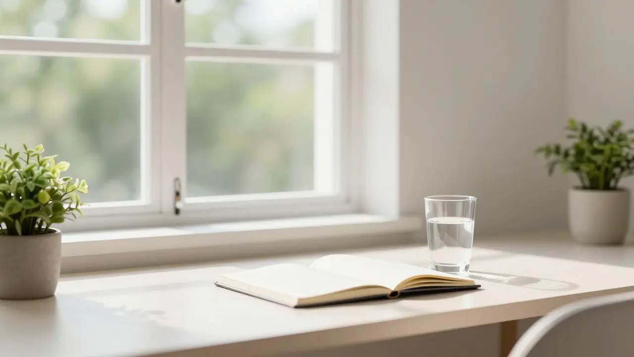 Uklizený minimalistický pokoj s přirozeným světlem